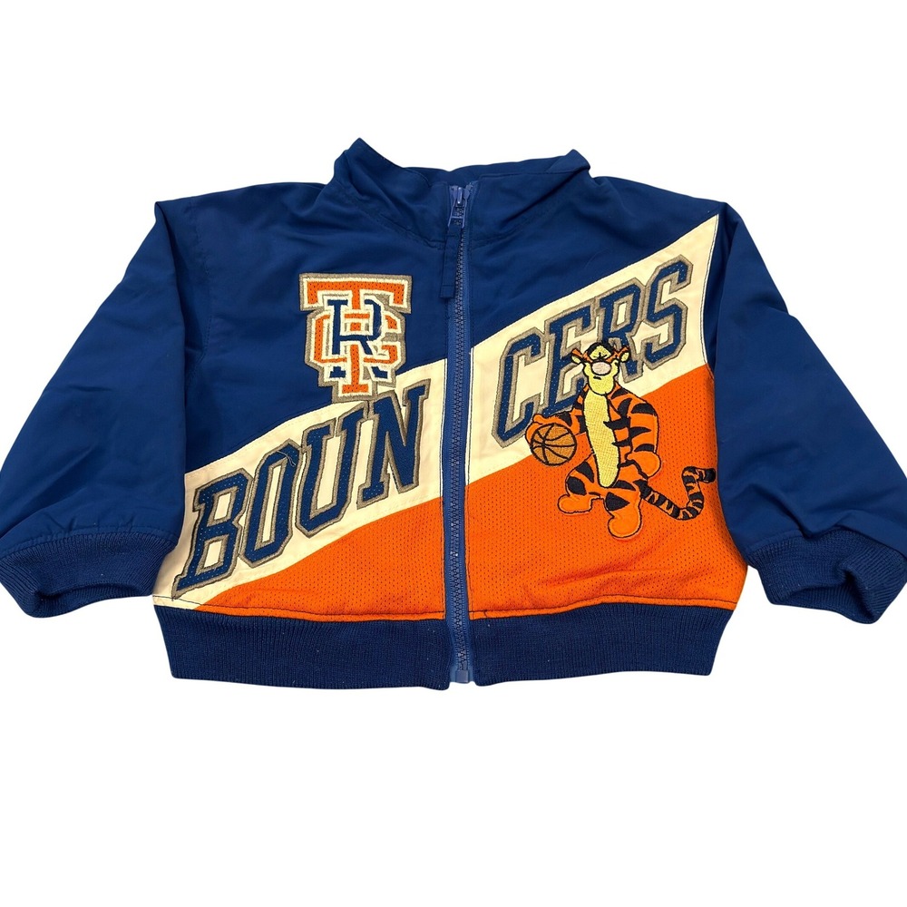 Vtg Disney Baby Tigger Bouncers Windbreaker Jacket 12M Basketball Zip Up Y2K